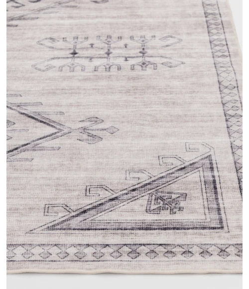 Central Oriental Rugese - Velveteen Washable Light Grey/ Dark Grey Moroccan 7ft.6in. x 9ft.6in. Rect. Rug