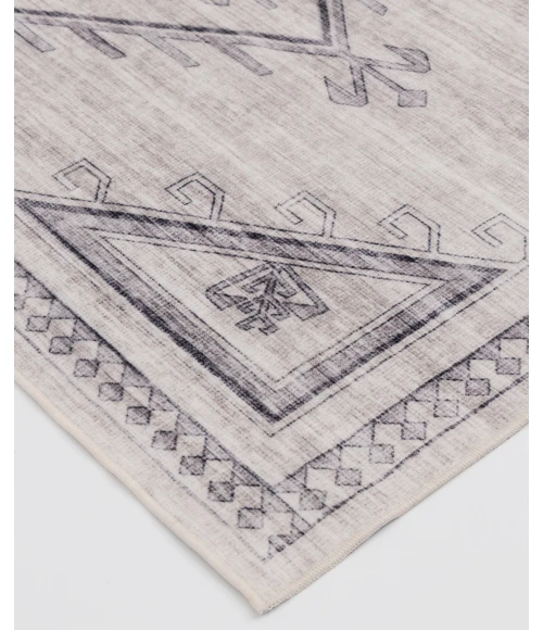 Central Oriental Rugese - Velveteen Washable Light Grey/ Dark Grey Moroccan 7ft.6in. x 9ft.6in. Rect. Rug