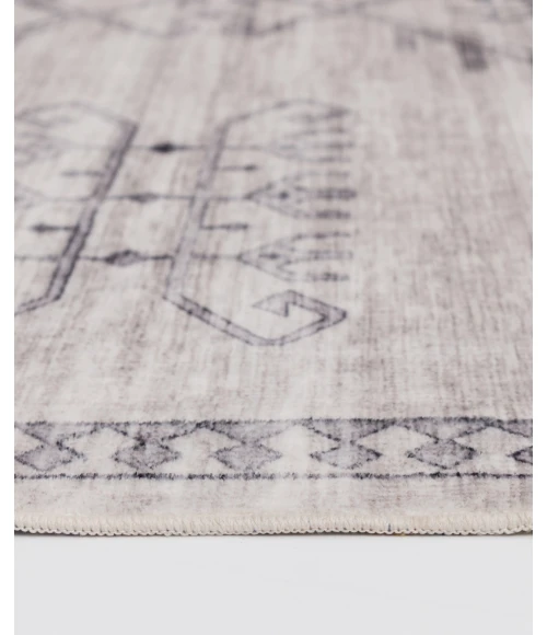 Central Oriental Rugese - Velveteen Washable Light Grey/ Dark Grey Moroccan 7ft.6in. x 9ft.6in. Rect. Rug