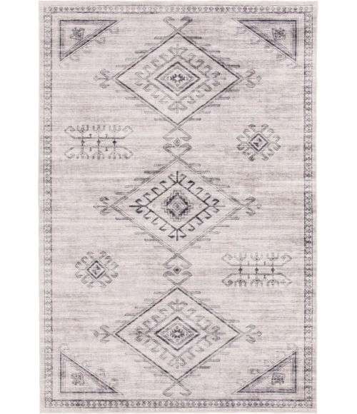 Central Oriental Rugese - Velveteen Washable Light Grey/ Dark Grey Moroccan 7ft.6in. x 9ft.6in. Rect. Rug