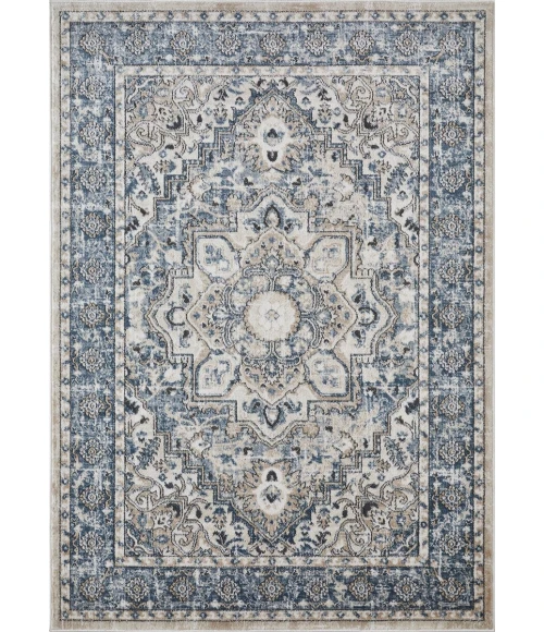 Loomaknoti Kehleigh Avalie Blue/Cream EK017 3 ft. 3 in. X 5 ft. 3 in. Rectangle Rug