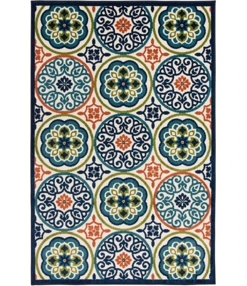 Loomaknoti Tecopa Nerleno Blue/Orange ETR01MI50 4 ft.  X 6 ft.  Rectangle Rug