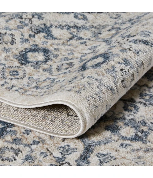 Loomaknoti Kehleigh Avnorie Cream/Blue EK012 6 ft. 7 in. X 9 ft. 2 in. Rectangle Rug