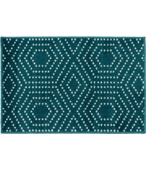 Loomaknoti Tecopa Kaharie Teal/White ETR21TEW08 2 ft. 3 in. X 3 ft. Rectangle Rug