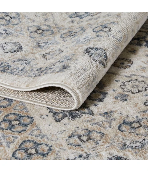 Loomaknoti Kehleigh Awester Cream/Blue EK018 3 ft. 3 in. X 5 ft. 3 in. Rectangle Rug