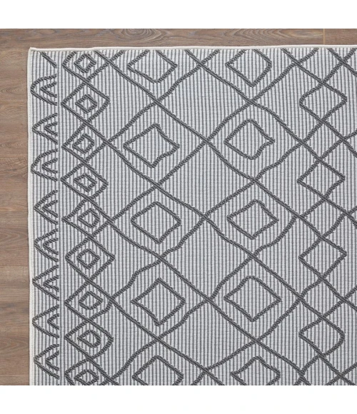 Loomaknoti Breyleigh Calvyn Cream/Gray EB004 5 ft. 3 in. X 7 ft. 3 in. Rectangle Rug