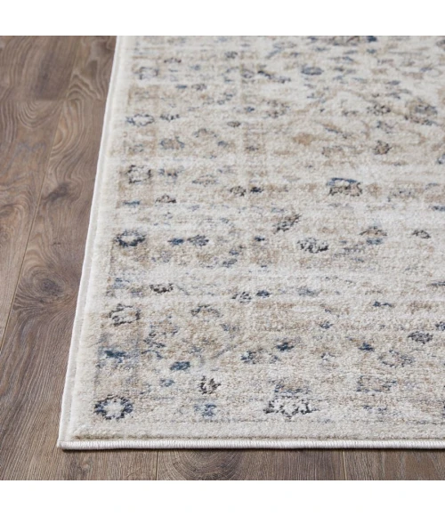 Loomaknoti Kehleigh Oviel Cream/Blue EK013 6 ft. 7 in. X 9 ft. 2 in. Rectangle Rug