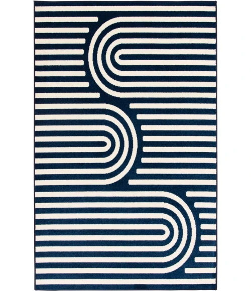 Loomaknoti Tecopa Sedvick Blue/White ETR06BWH55 5 ft. 3” X 7 ft. 3” Rectangle Rug