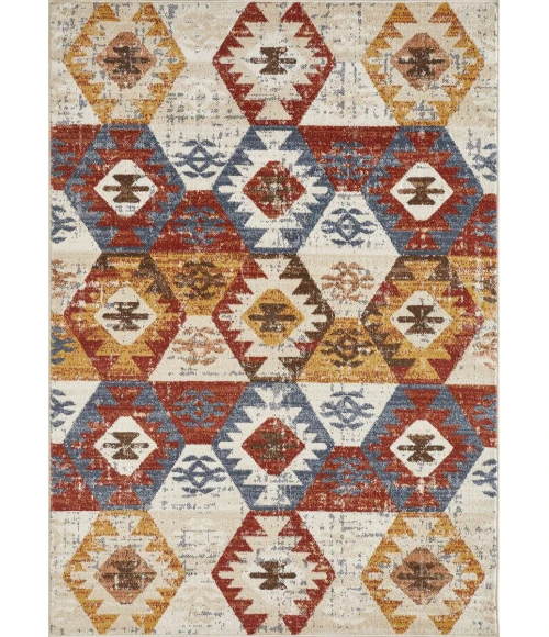 Loomaknoti Alsbrooke Bradin Cream/Orange EA003 5 ft. 3 in. X 7 ft. 3 in. Rectangle Rug