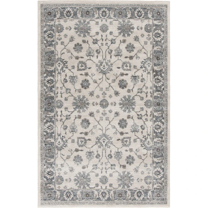 Central Oriental Erin & Ben _ Rooted Champagne/Sky Blue  Floral 5ft.3 x 7ft.7in. Rect. Rug