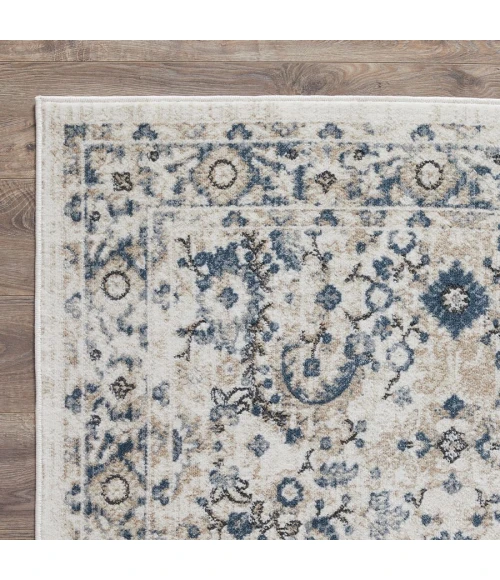 Loomaknoti Kehleigh Otindas Cream/Blue EK010 2 ft. X 6 ft. 7 in. Rectangle Rug