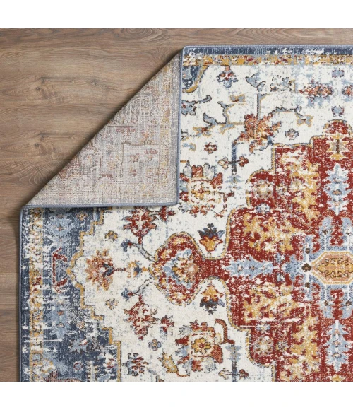 Loomaknoti Alsbrooke Kapirah Cream/Blue EA008 4 ft. X 6 ft. Rectangle Rug