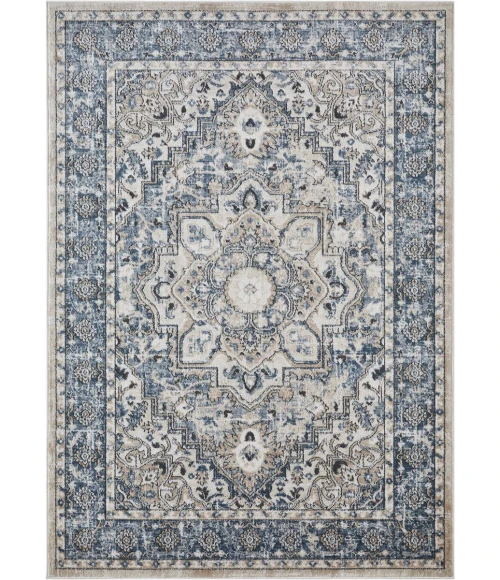 Loomaknoti Kehleigh Avalie Blue/Cream EK017 2 ft. X 3 ft. Rectangle Rug
