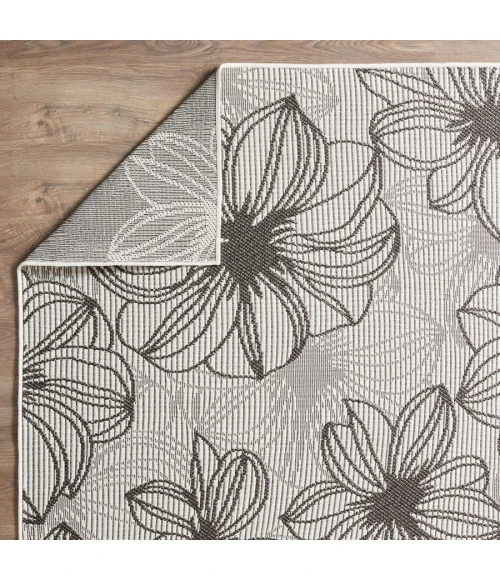 Loomaknoti Breyleigh Cerimia Cream/Gray EB007 5 ft. 3 in. X 7 ft. 3 in. Rectangle Rug
