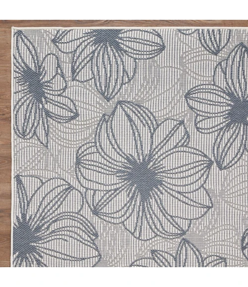 Loomaknoti Breyleigh Cerimia Cream/Blue EB007 5 ft. 3 in. X 7 ft. 3 in. Rectangle Rug