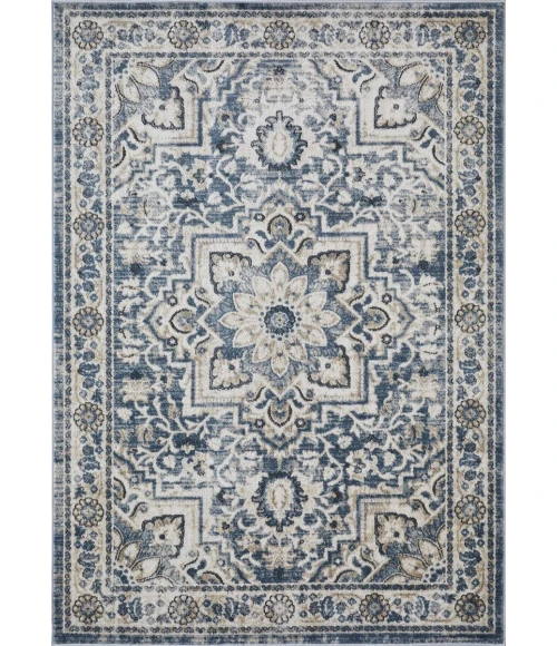 Loomaknoti Kehleigh Osdorn Blue/Cream EK009 2 ft. X 3 ft. Rectangle Rug