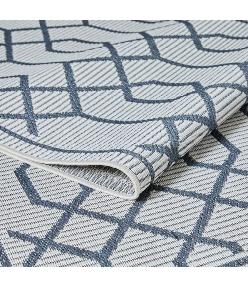 Loomaknoti Breyleigh Chendler Cream/Blue EB001 9 ft. 10 in. X 12 ft. 10 in. Rectangle Rug