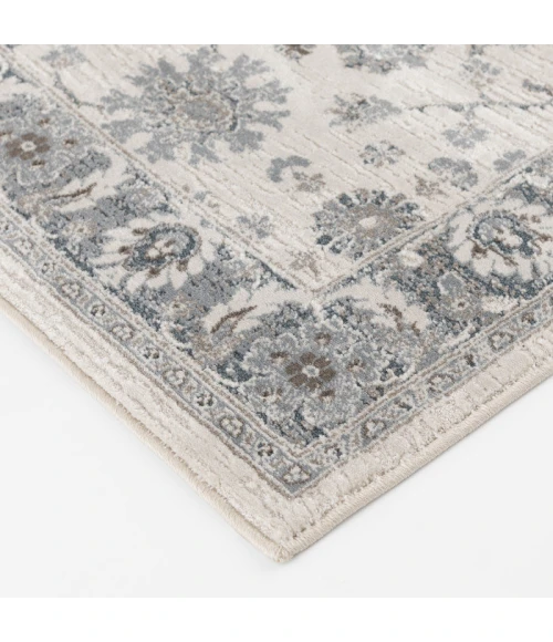 Central Oriental Erin & Ben _ Rooted Champagne/Sky Blue  Floral 7ft.10 x 9ft.10in. Rect. Rug
