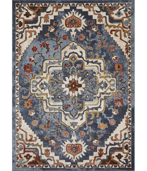 Loomaknoti Alsbrooke Zailorn Blue/Cream EA006 7 ft. 10 in. X 9 ft. 10 in. Rectangle Rug