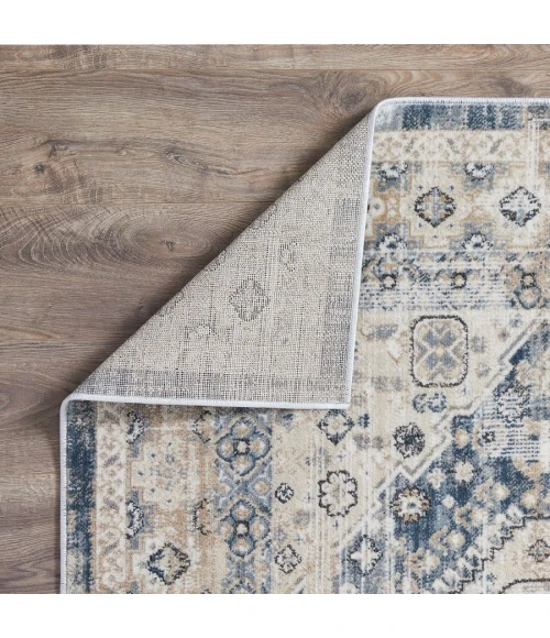 Loomaknoti Kehleigh Awester Blue/Cream EK018 7 ft. 10 in. X 9 ft. 10 in. Rectangle Rug