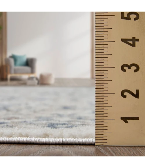 Loomaknoti Kehleigh Otindas Cream/Blue EK010 2 ft. X 6 ft. 7 in. Rectangle Rug