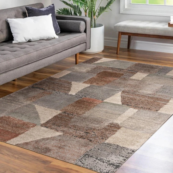 Central Oriental Stonington Almond/Clay Geometric 5ft. x 7ft.6in. Rect. Rug