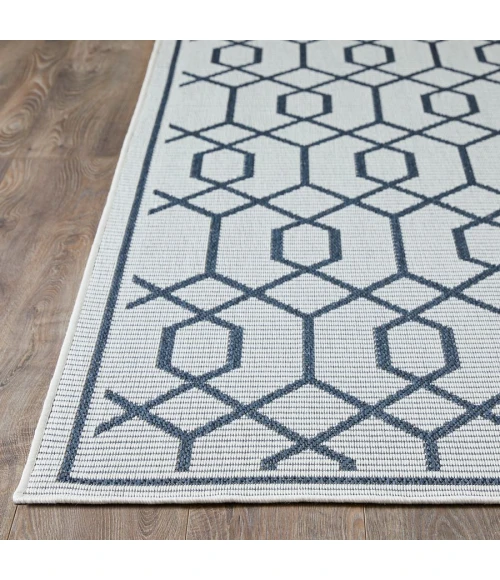 Loomaknoti Breyleigh Chendler Cream/Blue EB001 9 ft. 10 in. X 12 ft. 10 in. Rectangle Rug
