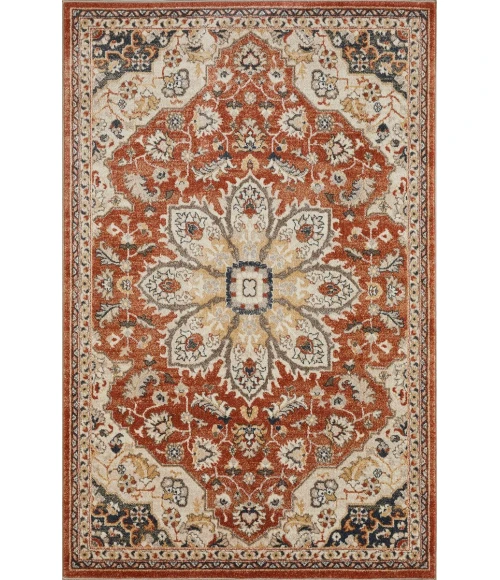 Loomaknoti Malanie Charler Red/Beige EM002 5 ft. 3 in. X 7 ft. 3 in. Rectangle Rug
