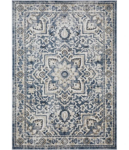 Loomaknoti Kehleigh Osdorn Blue/Cream EK009 2 ft. X 3 ft. Rectangle Rug