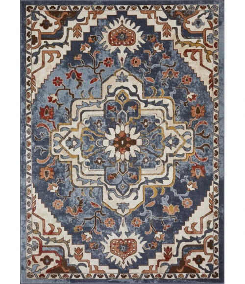 Loomaknoti Alsbrooke Zailorn Blue/Cream EA006 6 ft. 7 in. X 9 ft. 2 in. Rectangle Rug