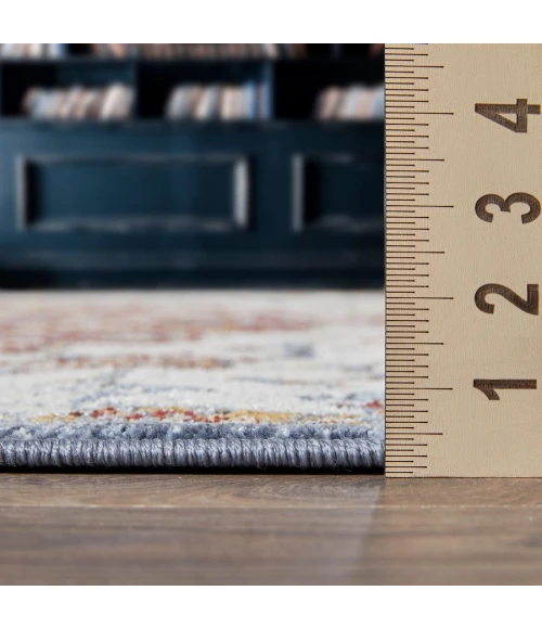 Loomaknoti Alsbrooke Kapirah Cream/Blue EA008 4 ft. X 6 ft. Rectangle Rug