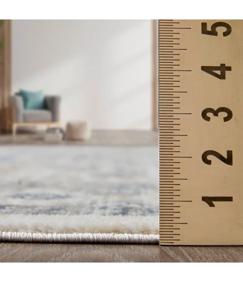 Loomaknoti Kehleigh Awester Cream/Blue EK018 3 ft. 3 in. X 5 ft. 3 in. Rectangle Rug