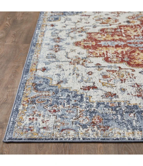 Loomaknoti Alsbrooke Kapirah Cream/Blue EA008 4 ft. X 6 ft. Rectangle Rug