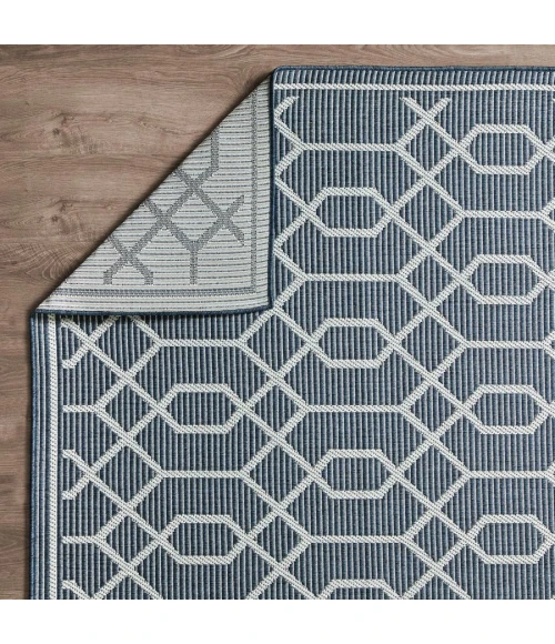 Loomaknoti Breyleigh Chendler Blue/Cream EB001 4 ft. X 6 ft. Rectangle Rug