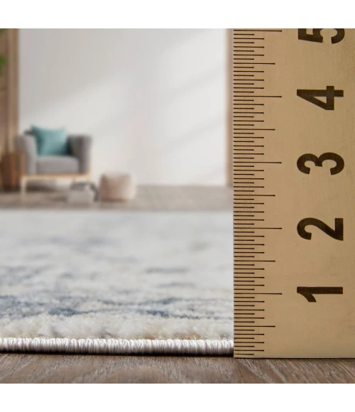 Loomaknoti Kehleigh Aylesh Cream/Blue EK016 3 ft. 3 in. X 5 ft. 3 in. Rectangle Rug