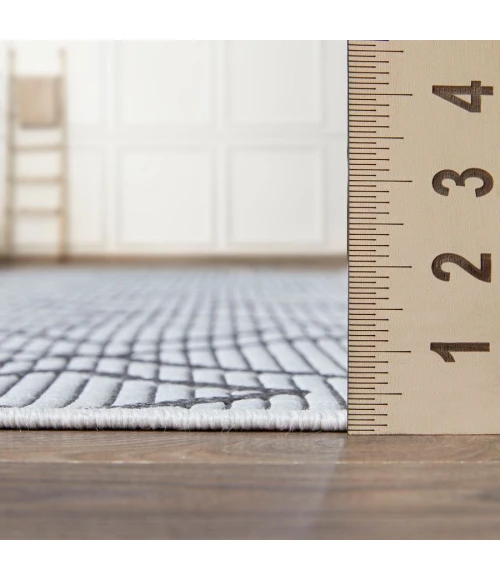 Loomaknoti Breyleigh Calvyn Cream/Gray EB004 5 ft. 3 in. X 7 ft. 3 in. Rectangle Rug