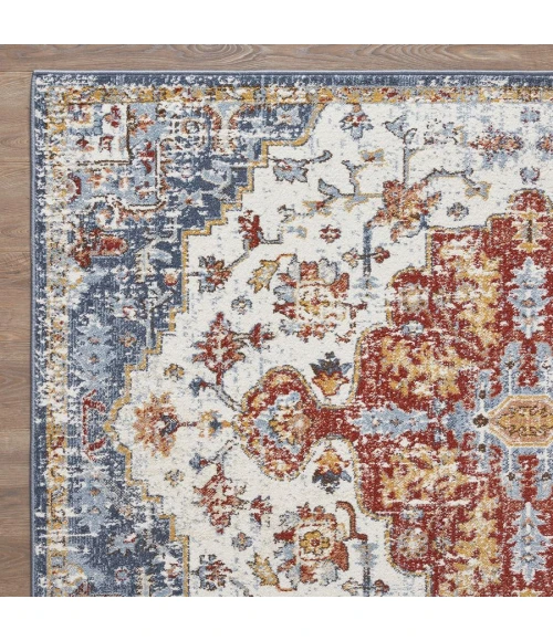 Loomaknoti Alsbrooke Kapirah Cream/Blue EA008 4 ft. X 6 ft. Rectangle Rug
