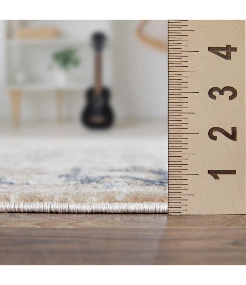 Loomaknoti Kehleigh Zayari Cream/Blue EK006 2 ft. X 3 ft. Rectangle Rug