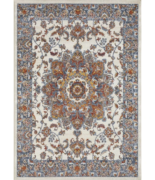 Loomaknoti Alsbrooke Amrenta Cream/Blue EA001 5 ft. 3 in. X 7 ft. 3 in. Rectangle Rug
