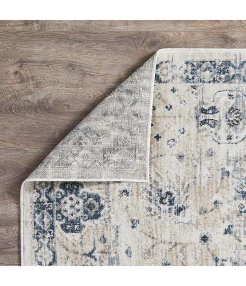 Loomaknoti Kehleigh Aylesh Cream/Blue EK016 3 ft. 3 in. X 5 ft. 3 in. Rectangle Rug