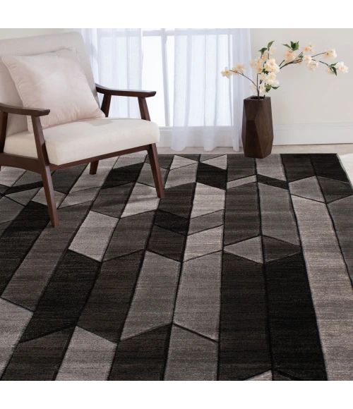 Central Oriental Apex Black/Gray Geometric 7ft.10in. x 9ft.10in. Rect. Rug