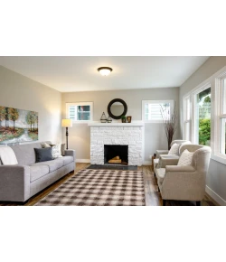 Central Oriental Erin & Ben _ Adley Linen/Chocolate Plaid 7ft.10 x 9ft.10in. Rect. Rug