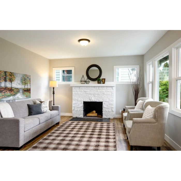 Central Oriental Erin & Ben _ Adley Linen/Chocolate Plaid 7ft.10 x 9ft.10in. Rect. Rug