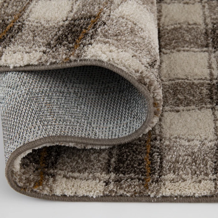 Central Oriental Erin & Ben _ Adley Linen/Chocolate Plaid 7ft.10 x 9ft.10in. Rect. Rug