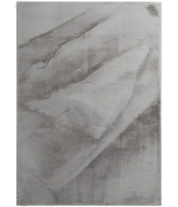 Central Oriental Avid Faux Fur Grey Solid 9ft. x 12ft. Rect. Rug