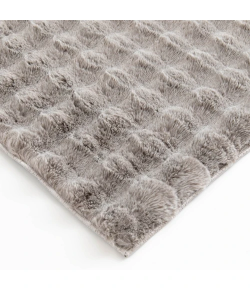 Central Oriental Bebel Faux Fur 2-Tone Grey Solid 5ft. x 7ft. Rect. Rug