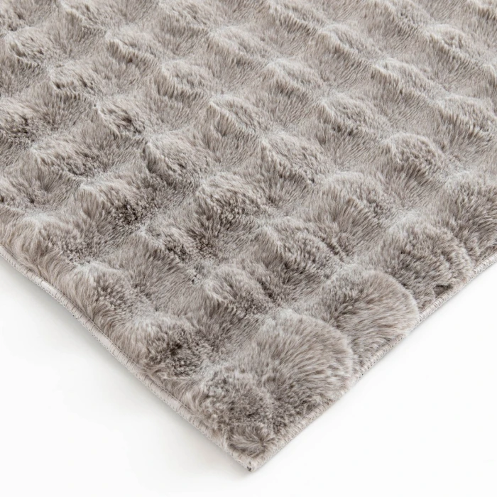 Central Oriental Bebel Faux Fur 2-Tone Grey Solid 7ft.6 x 9ft.6in. Rect. Rug