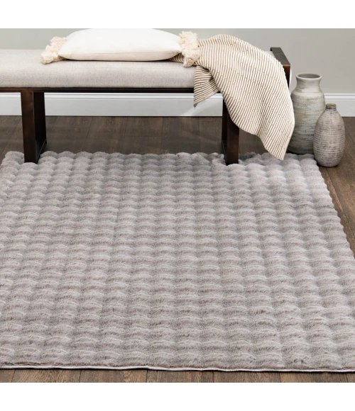 Central Oriental Bebel Faux Fur 2-Tone Grey Solid 5ft. x 7ft. Rect. Rug