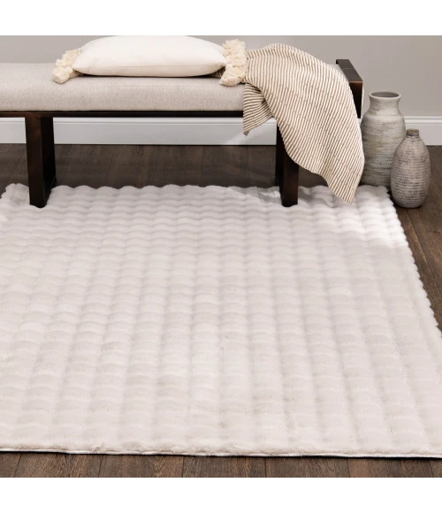 Central Oriental Bebel Faux Fur Ivory Solid 7ft.6in. x 9ft.6in. Rect. Rug