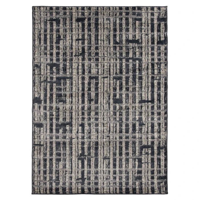 Central Oriental Canyon Vintage Blue Abstract 7ft.3in. x 10ft.10in. Rect. Rug